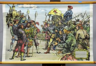 Vintage Pull - Down Wall Chart Poster,  Florian Geyer,  Farmers,  Middle Ages
