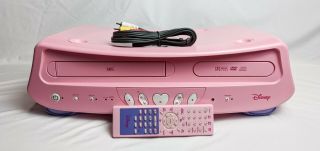 Vintage Pink Disney Princess Dvd/vhs Combo Player W/ Remote Great