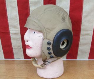 Vintage Wwii Us Army Air Forces Type An - H - 15 Summer Flying Helmet Usaaf Sz.  Med