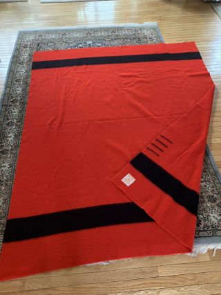 Vintage Hudson’s Bay Blanket 4 Point Blanket Red Wool ‘7.  6 X ‘6.  2