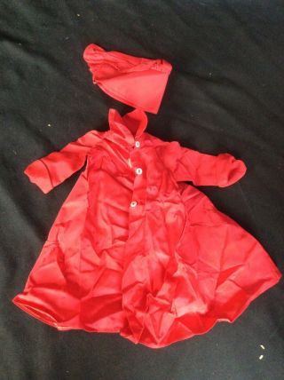 Vintage Madame Alexander Cissy Red Nylon Slippery Raincoat With Rain Hat Tags