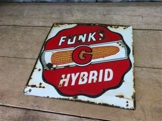 Funks G Hybrid Vintage Metal Advertising Sign,  Seed Corn Farm Rustic Sign B,