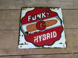 Funks G Hybrid Vintage Metal Advertising Sign,  Seed Corn Farm Rustic Sign B, 2