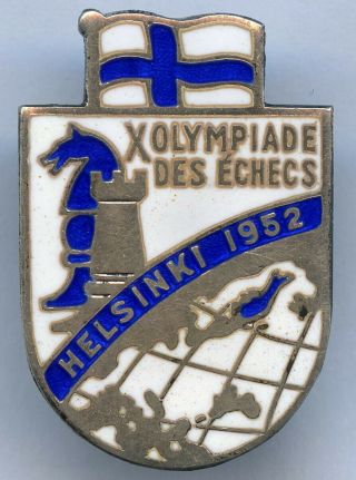 Finland Vintage Chess Olympiad Helsinki 1952 Badge Pin Xrare
