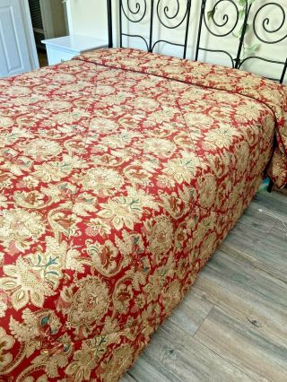 Ralph Lauren Jardiniere King Comforter Gold Red Floral Vintage