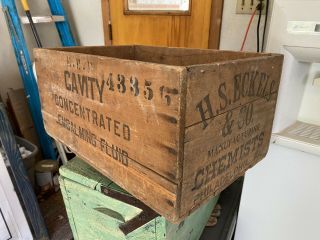 Vintage H.  S.  Eckels & Co Manufacturing Chemists Embalming Fluid Wooden Crate Box