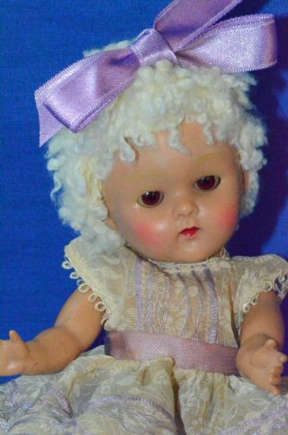 Vintage 7.  5 " Vogue Ginny Doll Strung With Caracul Wig Pl