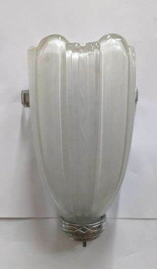 1 Vintage Art Deco Glass Slip Shade Wall Sconce /lamp / Light Fixture C16 12r