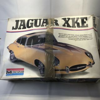 Vintage Monogram Jaguar Xke 1/8 Scale Model Kit Parts Car