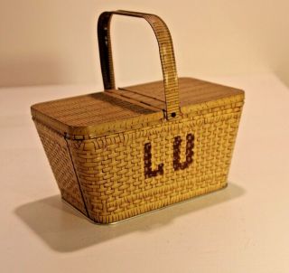 Vintage Lu Lu Cookie Tin Picnic Basket