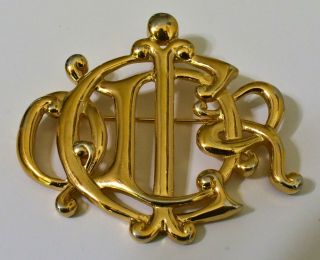 Vintage Signed Christian Dior Germany Logo Monogram Brooch Pin A Wonderful Colle