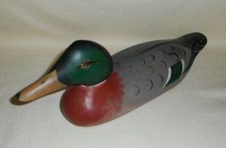 Vintage Mallard Wooden Duck Decoy Handcrafted/painted Glass Eyes Unsigned