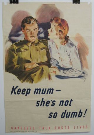 Vintage Wwii British " Keep Mum - She 