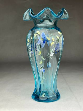 A Lovely Vintage Fenton Glass Vase Hand Painted