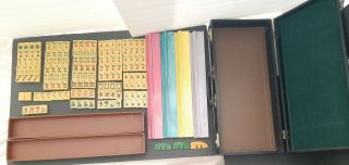 Vintage Mahjong Mah Jong Bakelite 158 Tile / 4 Rack Set W/ Case