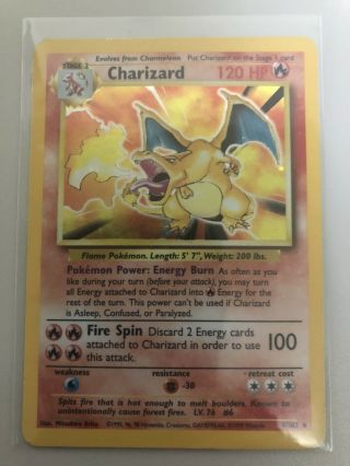 Charizard Holo Base Set 4/102 1999 Wotc Rare Vintage Pokémon Card