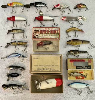 20 Vintage Fishing Lures From Old Tackle Box Heddon River Runt Mermade L&s More