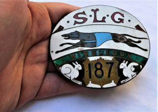 Large Wimbledon Greyhound Racing Stewards Enamel Badge Vintage