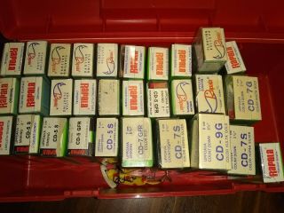 30 Rapalas.  Some Old.  In The Box,  Red Tackle Case,  Great Cond.  Sinking,  Count Down