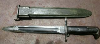 Vintage Us Pal M1 Garand Bayonet 10” Blade With Scabbard Ww2 Wwii