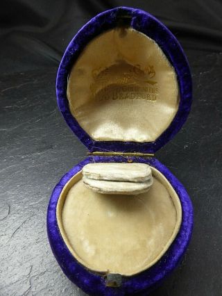 Antique Royal Blue Velvet Jewellery Ring Display Presentation Box