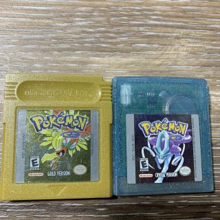 Vintage Pokemon Crystal & Gold Authentic Battery Save (game Boy Color,  2001)