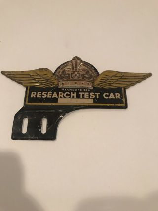 Standard Oil Research Test Car Vintage Antique License Plate Topper