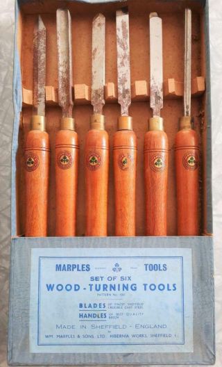 Vintage Marples Wood Turning Tools Set No.  1001.  Sheffield England