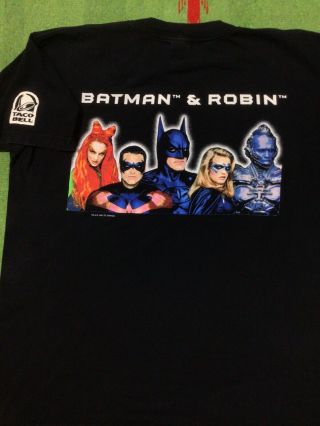 Vintage 1997 Batman And Robin Movie Promo Tee Taco Bell Manager T - Shirt Size Xl