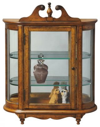 Westbrook Wall Mounted Curio Cabinet - Vintage Oak Finish -