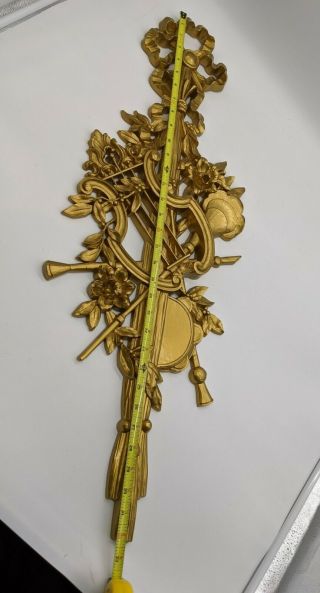 Two Large Vintage Syroco Music Molded Wall Hanging Ornate Gold Musical 33 " L