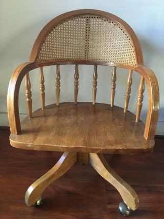 Antique Cane Back Swivel Chair