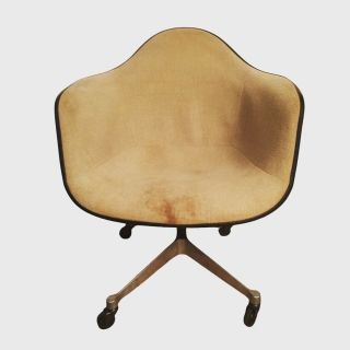 Vintage Herman Miller Eames Black Fiberglass Shell Swivel Chair Mcm 2