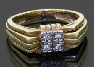 Vintage Heavy 14k Gold Elegant.  06ctw Diamond Cluster Cocktail Ring Size 6