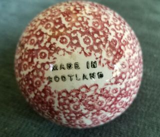Red Spongey Antique Victorian Stoneware Carpet Ball Piggies 3 " Made In Scotland