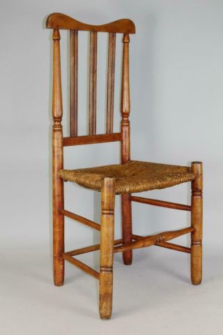 One Of A Pair 18th C Ct Bannister Back Side Chair In Traces Of Old Red Paint 2