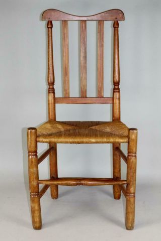 One Of A Pair 18th C Ct Bannister Back Side Chair In Traces Of Old Red Paint 1