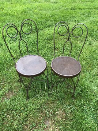 Vintage Wrought Twisted Iron Ice Cream Parlor Bistro Chairs