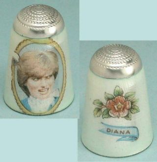 Vintage Enameled Diana Sterling Silver Thimble English Hallmarked 1998