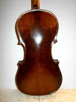 Vintage Old Antique Mid/late 1800s 2 Pc.  Curly Maple Back Full Size Violin - Nr