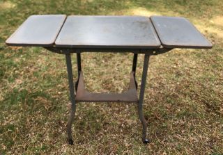 Vintage Industrial Metal Typewriter Table Drop Leaf Cart Plant Stand Side Table