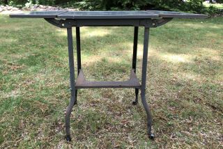 Vintage Industrial Metal Typewriter Table Drop Leaf Cart Plant Stand Side Table 3