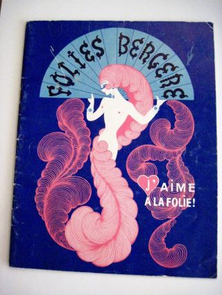 1970 Art Deco Style " Folies Bergere " Souvenir Program W/ Erte Cover