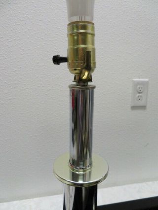 PAIR Mid Century Modern Segmented Chrome Brass Column Table Lamps ATOMIC 3