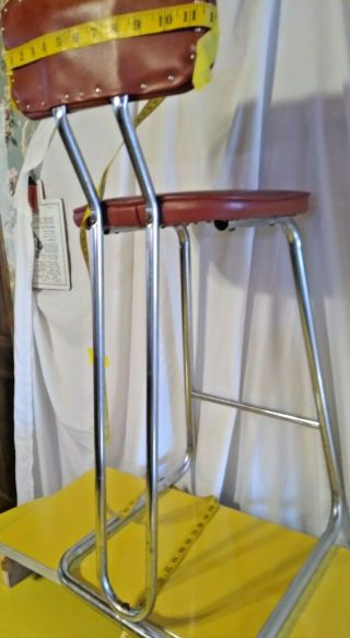 Vintage Red Vinyl bar stool / tall chair with chrome Daystrom retro,  mid - century 2
