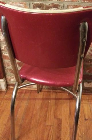MCM Vinyl Diner Chair Red White Flecked Chrome Frame Vintage 2