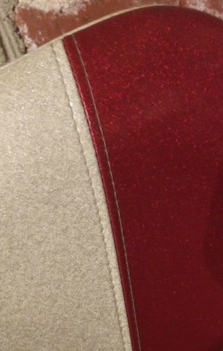 MCM Vinyl Diner Chair Red White Flecked Chrome Frame Vintage 3