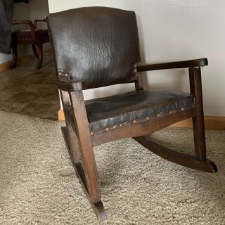Vintage/Antique Oak Wood Rocking Chair - Rocker,  Cushion 2