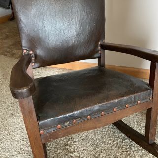 Vintage/Antique Oak Wood Rocking Chair - Rocker,  Cushion 3