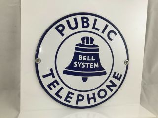 Vintage Bell System Telephone Porcelain Sign 7” Immaculate